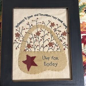Framed Embroidered Wall Art with Inspirational Quote